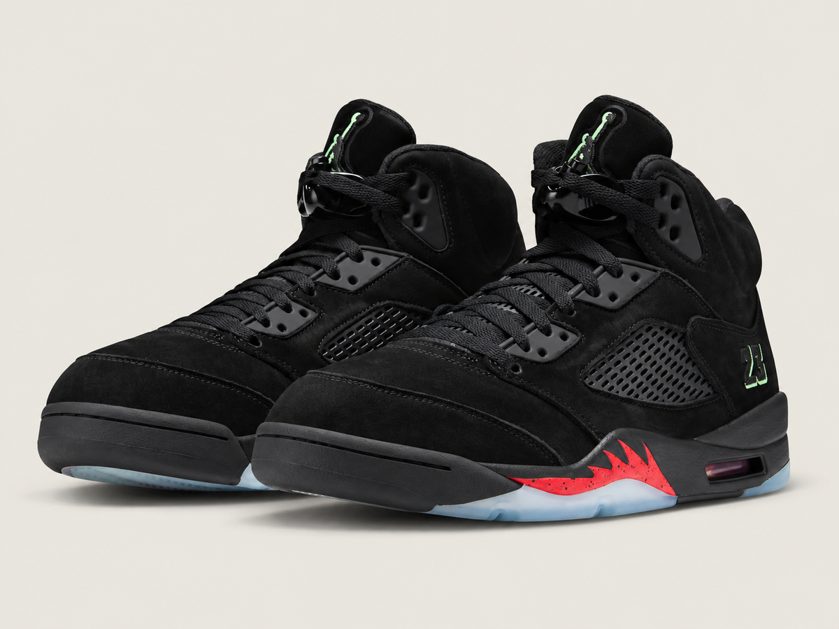 Air Jordan 5 Halloween size 13 — pair in three-quarter view